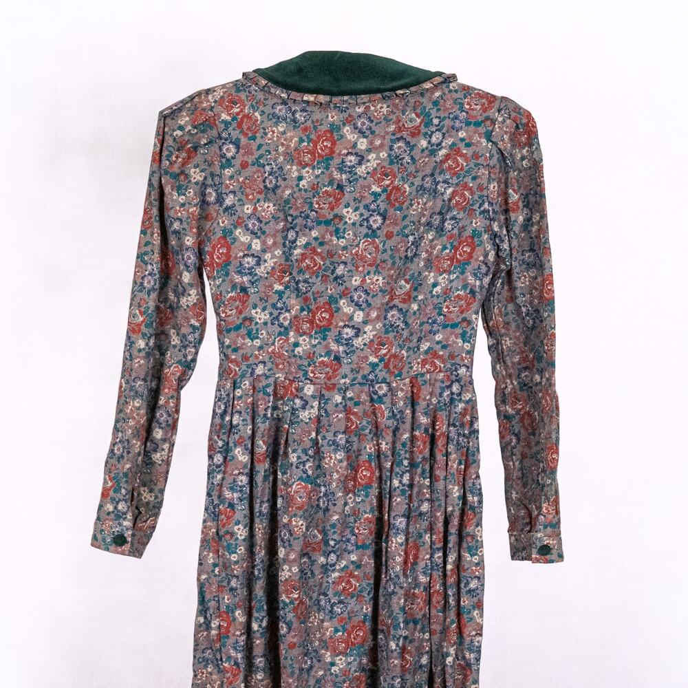 Vintage Laura Ashley Dress Floral Viyella Fabric US Size 8 Velvet Collar Cottage - Picture 5 of 9
